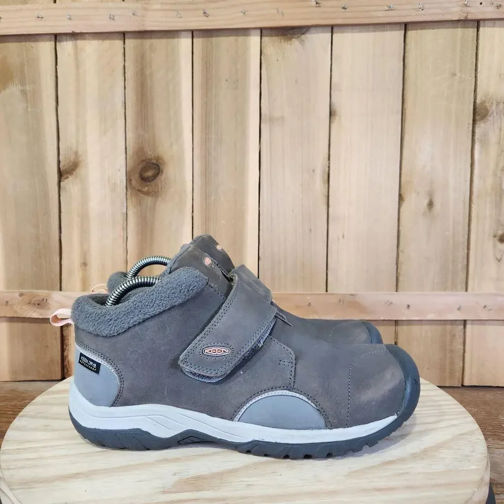 KEEN Kootenay III Mid WP Youth 6 Gray Leather Waterproof Fleece Winter Snow